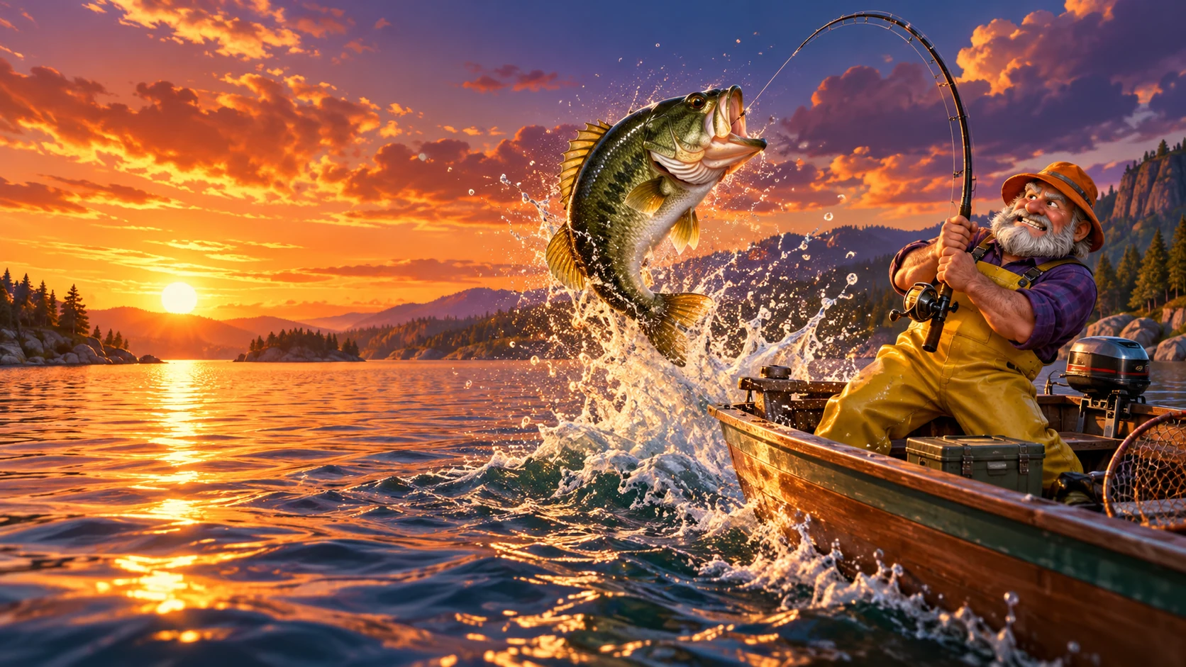 Gus, his orange hat and a giant bass